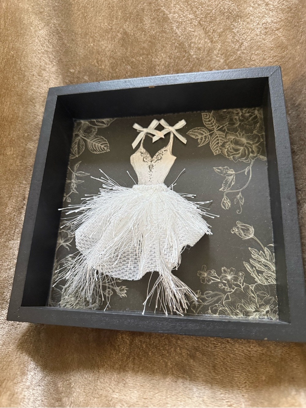 Ashland Summer Gothic Bordeaux NWT White Ballerina Dress Shadow Box Wall Art